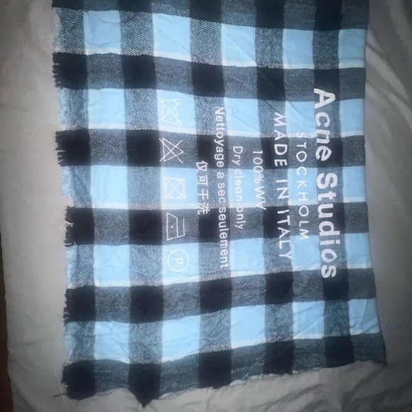Unisex Acne Studios Stockholm Checked Wool Logo Scarf Made in Italy - Picture 8 of 10